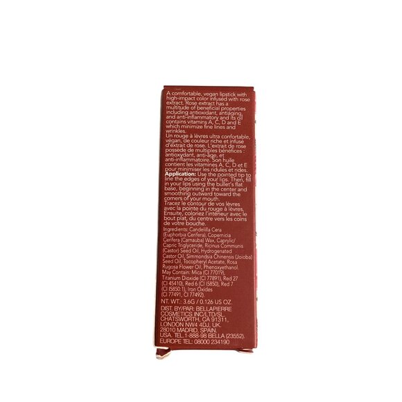 Rachel Couture Henna Lipstick With Rose Extract Vegan Matte Finish 0.126 Oz New - Picture 3 of 4